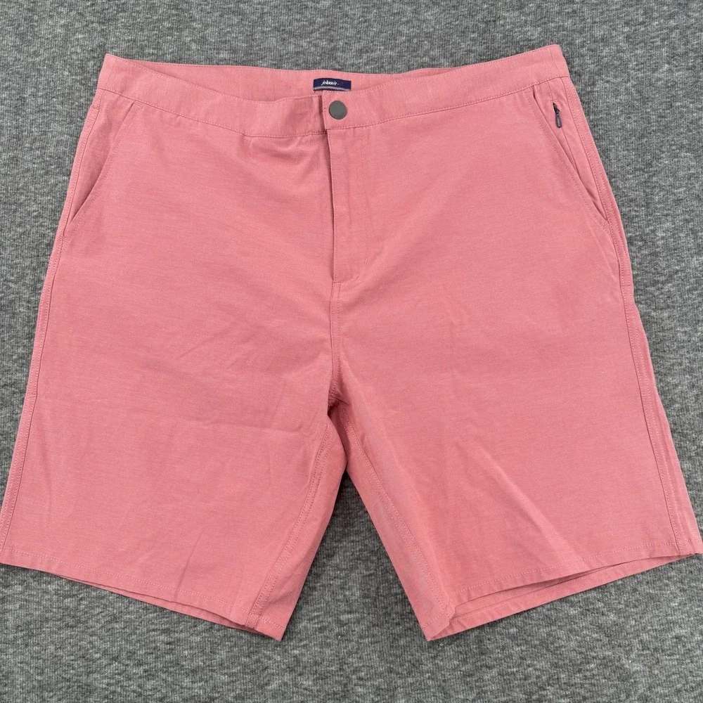 Johnnie-O Hybrid Golf Shorts Mens Size 38 Coral Pink Stretch Zip Pocket